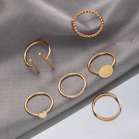 Women Butterfly Knuckle Rings Snake Rings Moon Star Rings Heart Stacking Rings - Picture 3 of 5